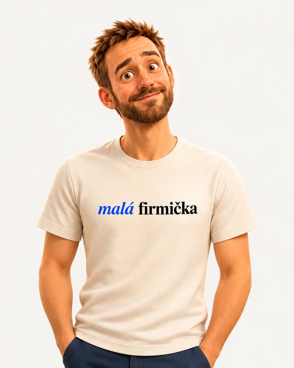 3D ilustrace: Martin v krémovém tričku Malá firmička